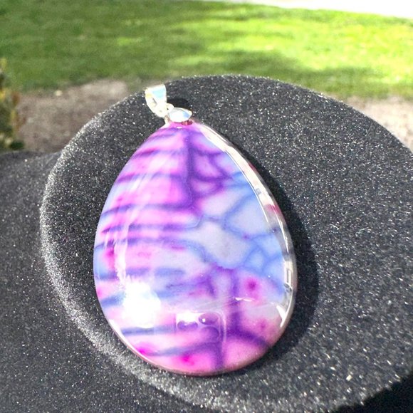 Grey Blue Purple High Polish Glossy Pendant - Picture 6 of 6